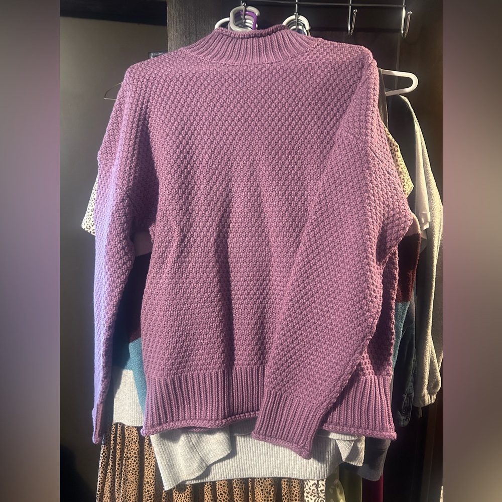 Purple Textured Women's Sweater